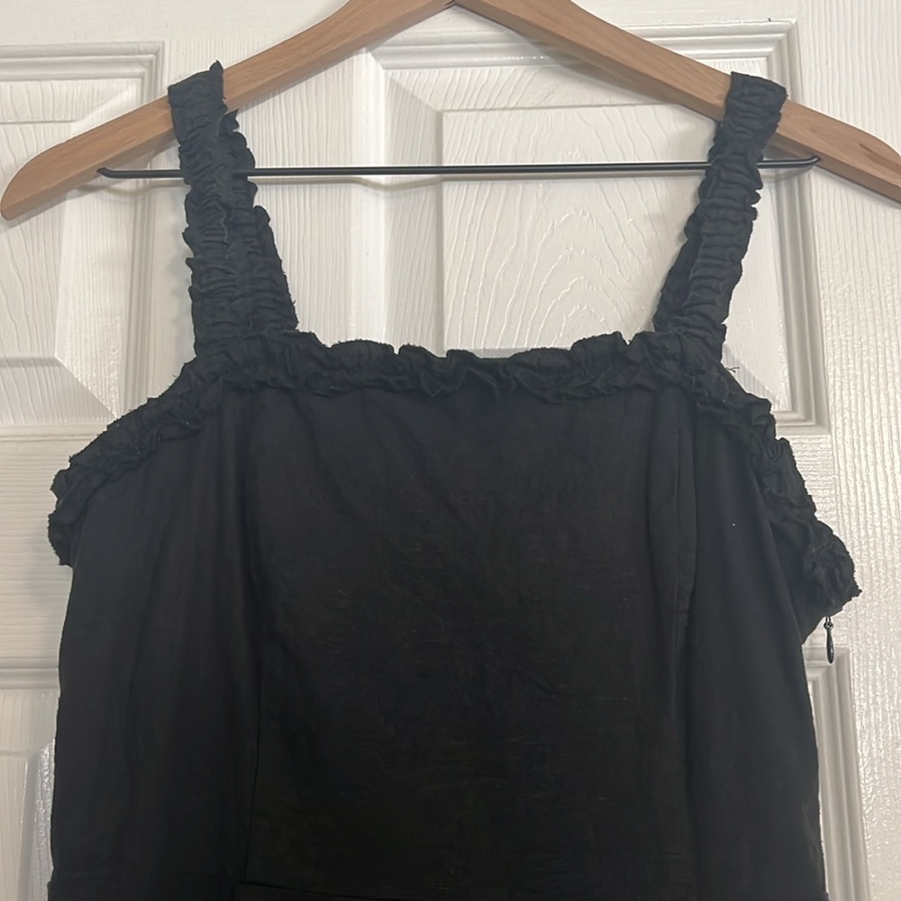 UO Wren Linen Ruffle Mini Dress LBD - Picture 6 of 12